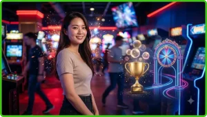 Hình minh họa cơ chế jackpot prize pool tích lũy với đồng tiền vàng sáng rực