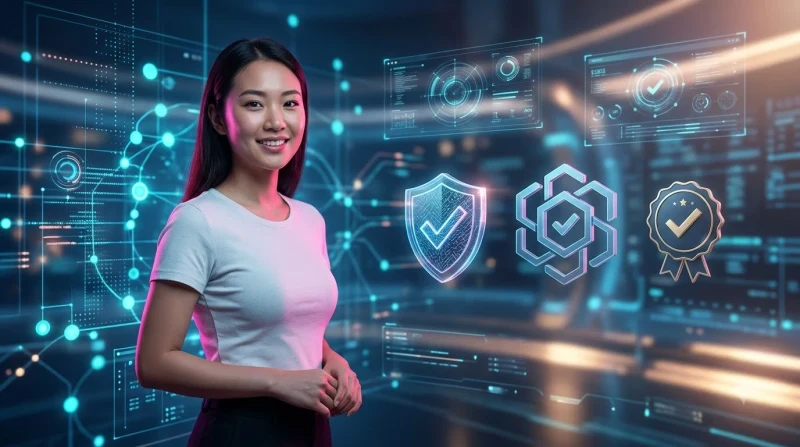 Minh họa danh sách kiểm tra kiểm tra xác thực website an toàn với các biểu tượng bảo mật