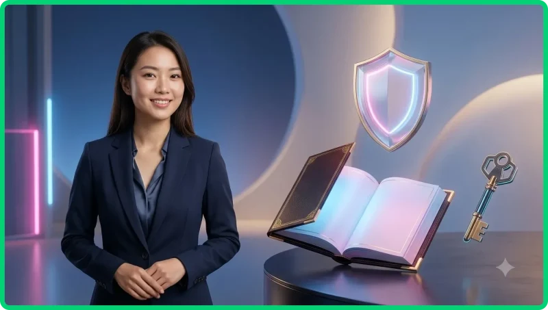 Minh họa khái niệm miễn trừ trách nhiệm trên nền tảng kỹ số với tablet minh họa điều khoản