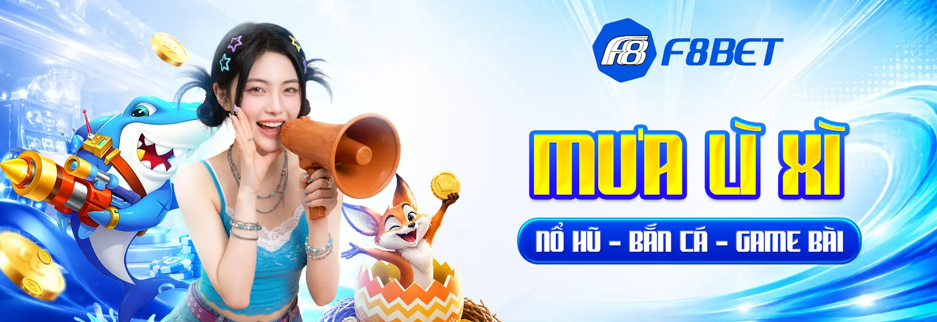 Banner F8BET mưa lì xì nổ hũ bắn cá game bài